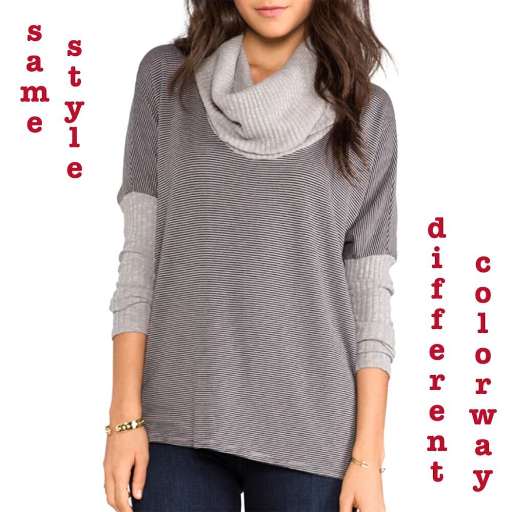 Michael Stars Thermal Knit Cowl Neck T-Shirt - Picture 2 of 10